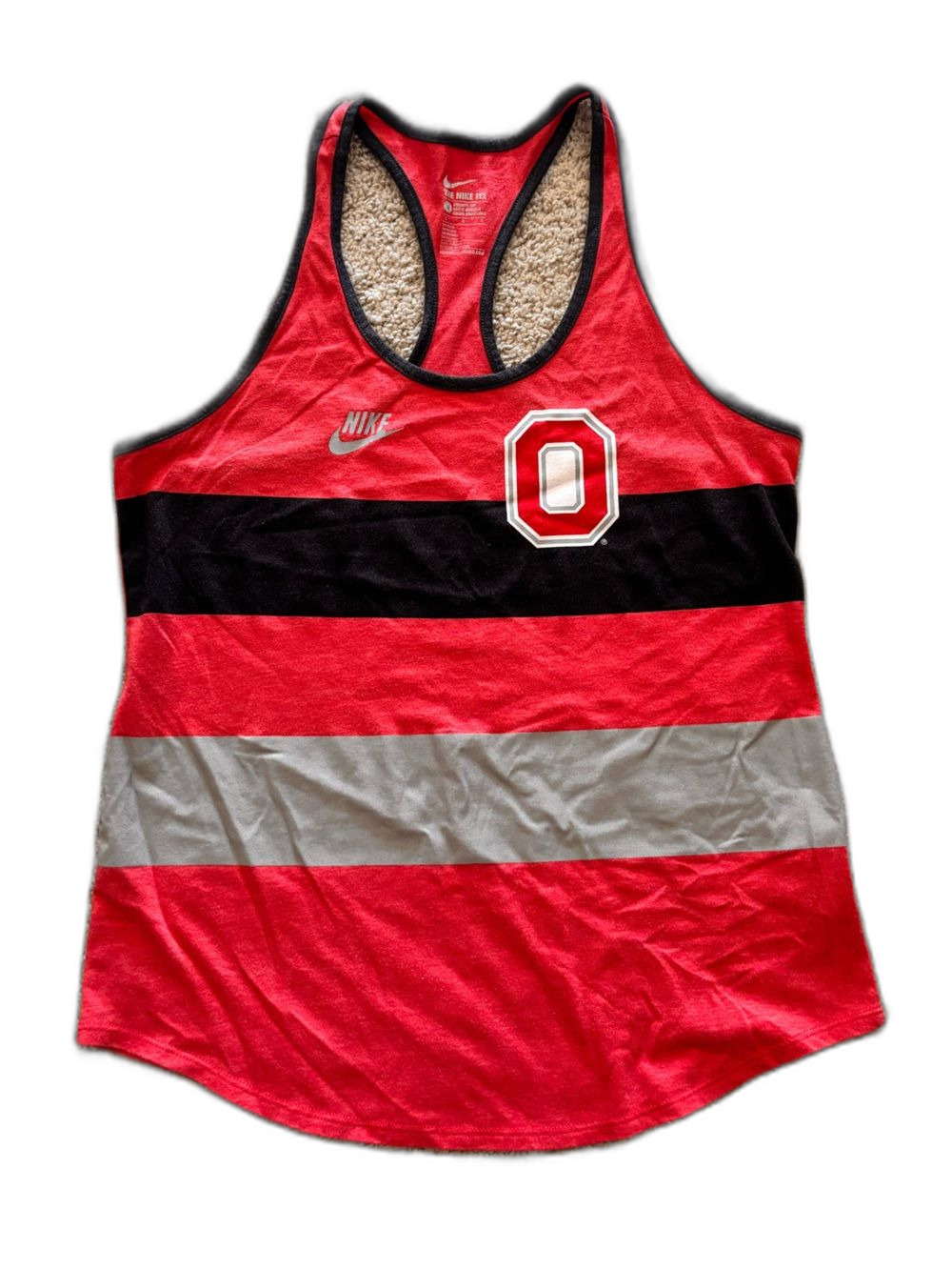 Nike Ohio State Buckeyes Racerback Tank Top Womens L Gray Red Striped racerback